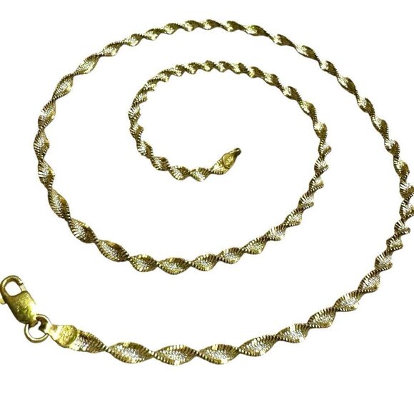 Italian 925 Sterling Silver & Gold-Tone Twisted Rope Chain – 18.5” - Picture 10 of 17